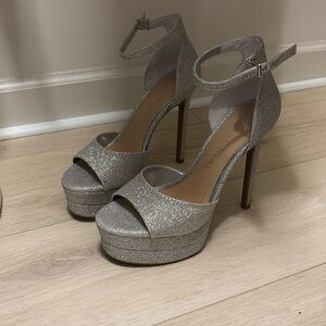 Elegant Silver Glitter High Heels